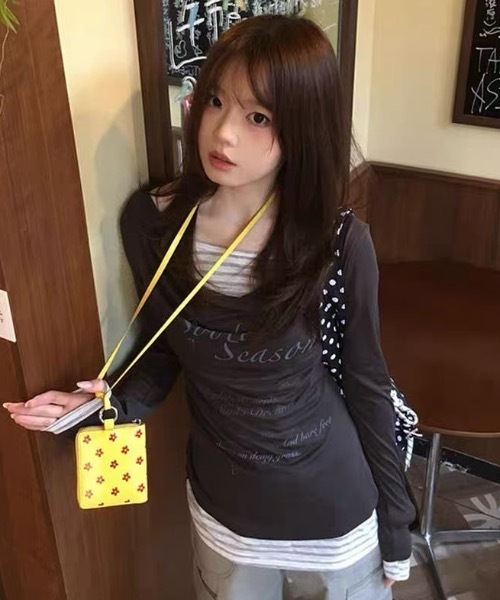 FUNdaysion（ファンデイション）の「プリントレイヤード風トップス（Tシャツ/カットソー・レディース・ライトブルー/ダークグレー・M）」の10枚目の写真
