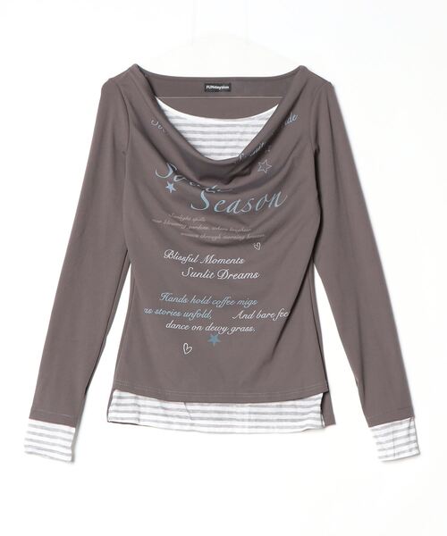 FUNdaysion（ファンデイション）の「プリントレイヤード風トップス（Tシャツ/カットソー・レディース・ライトブルー/ダークグレー・M）」の17枚目の写真