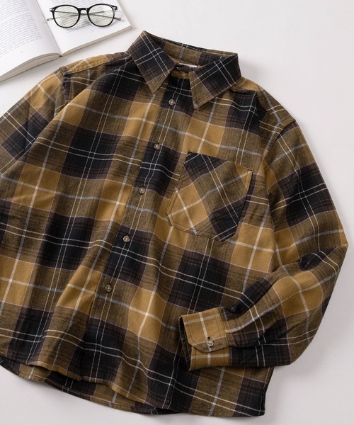 SlashDate(スラッシュデイト)の「【83】 クロップド ソフト フランネル チェックシャツ/ショート丈/短丈(シャツ/ブラウス・メンズ・チャコールグレー/ブラック/ネイビー/ホワイト/ブラウン/グリーン/レッド・M/L/XL)」の4枚目の写真