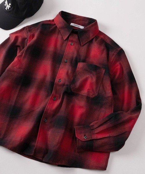 SlashDate(スラッシュデイト)の「【83】 クロップド ソフト フランネル チェックシャツ/ショート丈/短丈(シャツ/ブラウス・メンズ・チャコールグレー/ブラック/ネイビー/ホワイト/ブラウン/グリーン/レッド・M/L/XL)」の7枚目の写真