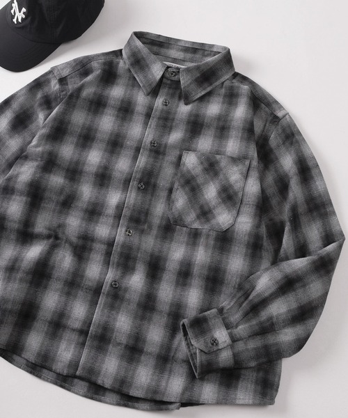 セール】【83】 クロップド ソフト フランネル チェックシャツ