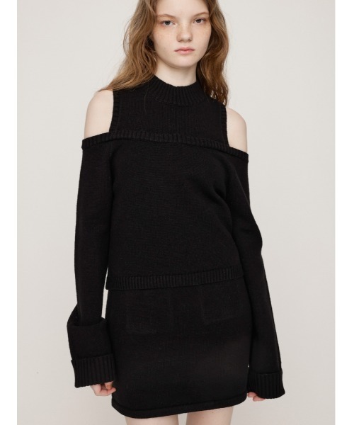 SLY（スライ）の「LAYERED 2P OP レイヤード ツーピー ワンピース 秋服 冬服（セットアップ・レディース・ブラック/ネイビー/杢グレー・1/2）」の2枚目の写真