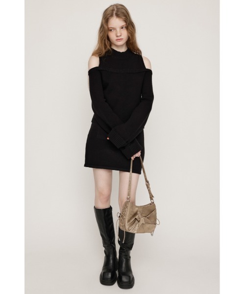 SLY（スライ）の「LAYERED 2P OP レイヤード ツーピー ワンピース 秋服 冬服（セットアップ・レディース・ブラック/ネイビー/杢グレー・1/2）」の4枚目の写真