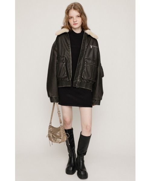 SLY（スライ）の「LAYERED 2P OP レイヤード ツーピー ワンピース 秋服 冬服（セットアップ・レディース・ブラック/ネイビー/杢グレー・1/2）」の5枚目の写真