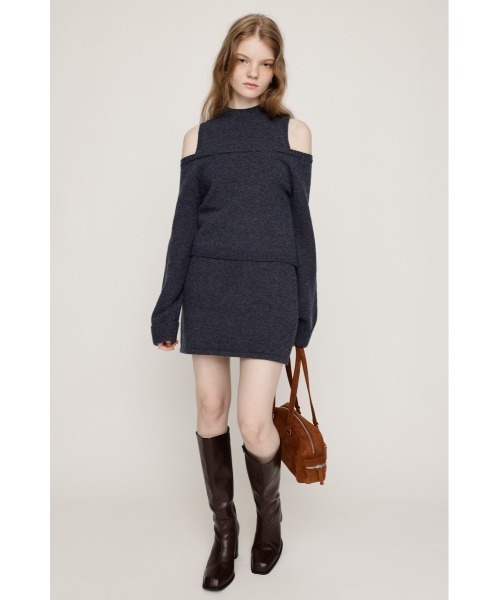 SLY（スライ）の「LAYERED 2P OP レイヤード ツーピー ワンピース 秋服 冬服（セットアップ・レディース・ブラック/ネイビー/杢グレー・1/2）」の14枚目の写真