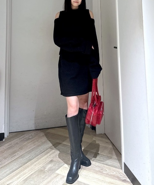 SLY（スライ）の「LAYERED 2P OP レイヤード ツーピー ワンピース 秋服 冬服（セットアップ・レディース・ブラック/ネイビー/杢グレー・1/2）」の21枚目の写真