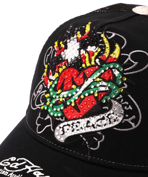 Ed Hardy（エドハーディー）の「Ed Hardy/エド ハーディー/ED HARDY HEART R-STONE CAP（キャップ・メンズ・ブラック・F）」の9枚目の写真