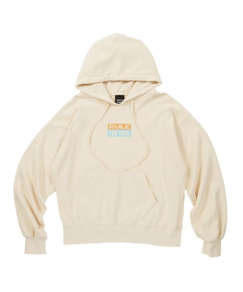 RULE THE FATE(ルールザフェイト)の「RTF BOXLOGO DAMAGE SWEAT HOODIE/ボックスロゴダメージスウェットプフーディー(パーカー・メンズ・ブラック/ベージュ・2/1/0)」の2枚目の写真