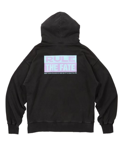 RULE THE FATE(ルールザフェイト)の「RTF BOXLOGO DAMAGE SWEAT HOODIE/ボックスロゴダメージスウェットプフーディー(パーカー・メンズ・ブラック/ベージュ・2/1/0)」の5枚目の写真
