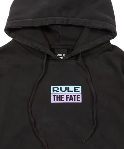 RULE THE FATE(ルールザフェイト)の「RTF BOXLOGO DAMAGE SWEAT HOODIE/ボックスロゴダメージスウェットプフーディー(パーカー・メンズ・ブラック/ベージュ・2/1/0)」の8枚目の写真
