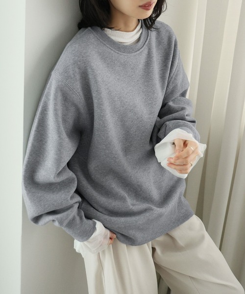 itto...(イット)の「HEAVY WEIGHT SWEAT 裏起毛BIGスウェットトップス(スウェット・レディース・杢グレー/オートミール/ブラック・M)」の1枚目の写真