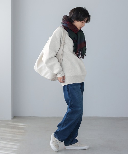 itto...(イット)の「HEAVY WEIGHT SWEAT 裏起毛BIGスウェットトップス(スウェット・レディース・杢グレー/オートミール/ブラック・M)」の6枚目の写真
