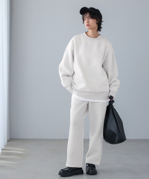 itto...(イット)の「HEAVY WEIGHT SWEAT 裏起毛BIGスウェットトップス(スウェット・レディース・杢グレー/オートミール/ブラック・M)」の7枚目の写真