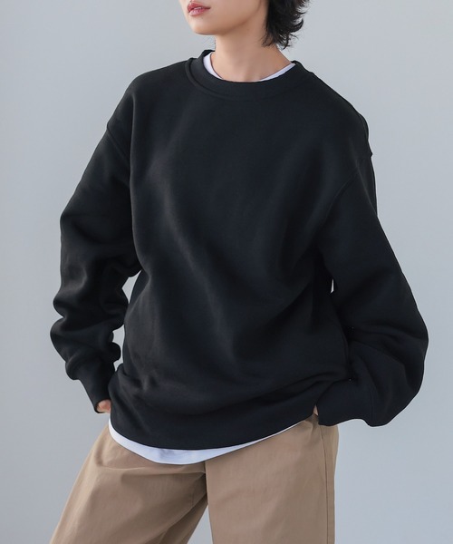 itto...(イット)の「HEAVY WEIGHT SWEAT 裏起毛BIGスウェットトップス(スウェット・レディース・杢グレー/オートミール/ブラック・M)」の12枚目の写真