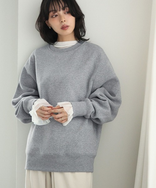 itto...(イット)の「HEAVY WEIGHT SWEAT 裏起毛BIGスウェットトップス(スウェット・レディース・杢グレー/オートミール/ブラック・M)」の18枚目の写真