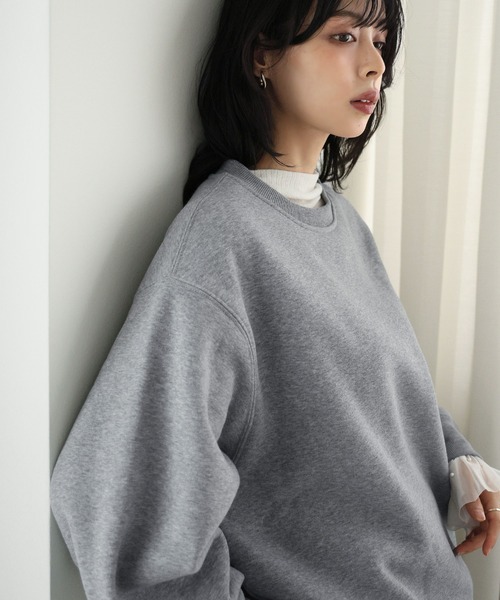 itto...(イット)の「HEAVY WEIGHT SWEAT 裏起毛BIGスウェットトップス(スウェット・レディース・杢グレー/オートミール/ブラック・M)」の19枚目の写真