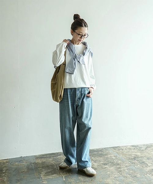 SOLAMONAT(ソラモナ)の「パフ天竺 リブベーシックロンT(Tシャツ/カットソー・レディース・ブラック/ホワイト/杢グレー・M)」の5枚目の写真