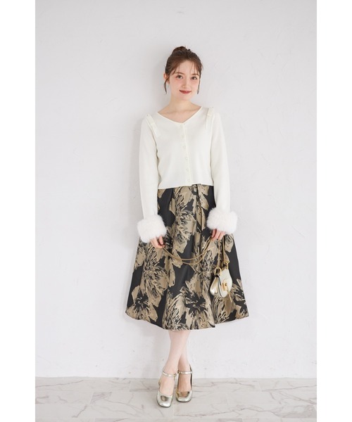 tocco closet(トッコ クローゼット)の「2WAYファー付き肩リボンニットカーディガン(ニット/セーター・レディース・ピンク/オフホワイト/グレー・M)」の19枚目の写真