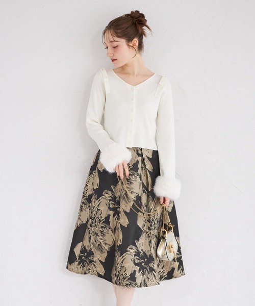 tocco closet(トッコ クローゼット)の「2WAYファー付き肩リボンニットカーディガン(ニット/セーター・レディース・ピンク/オフホワイト/グレー・M)」の21枚目の写真