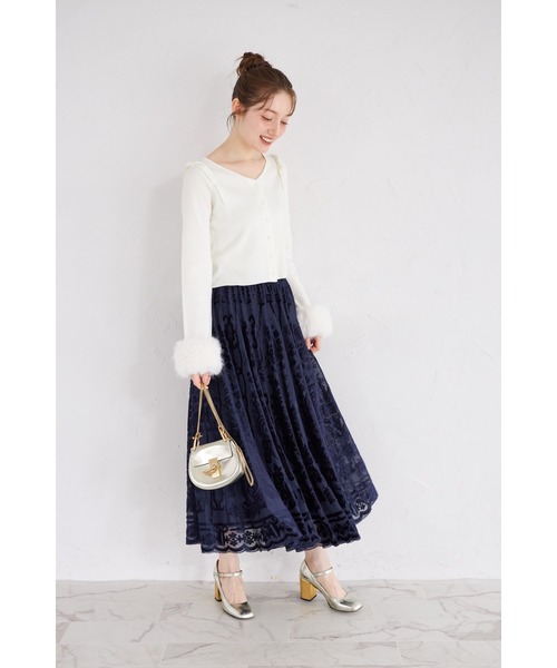 tocco closet(トッコ クローゼット)の「2WAYファー付き肩リボンニットカーディガン(ニット/セーター・レディース・ピンク/オフホワイト/グレー・M)」の17枚目の写真