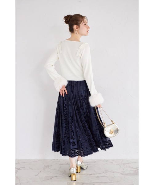 tocco closet(トッコ クローゼット)の「2WAYファー付き肩リボンニットカーディガン(ニット/セーター・レディース・ピンク/オフホワイト/グレー・M)」の18枚目の写真