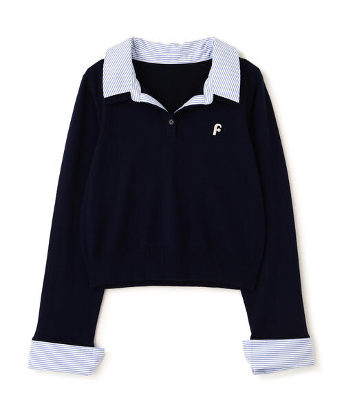 FREE'S MART（フリーズマート）の「衿付きレイヤード風ポロニットⅡ（ニット/セーター・レディース・ネイビー/ブラウン/グレー・FREE）」の22枚目の写真