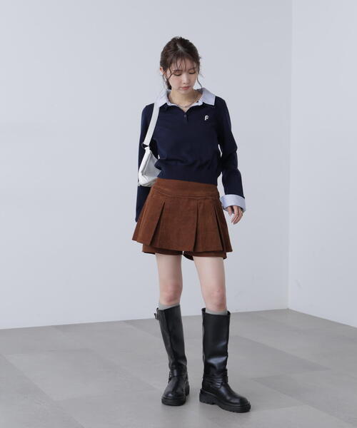 FREE'S MART（フリーズマート）の「衿付きレイヤード風ポロニットⅡ（ニット/セーター・レディース・ネイビー/ブラウン/グレー・FREE）」の16枚目の写真