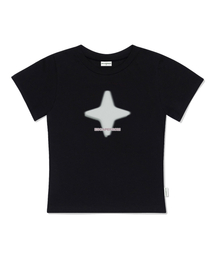 ノイズダイヤモンドプリントスリムフィット半袖Tシャツブラック