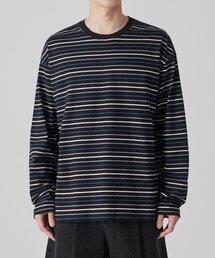 マルチストライプリラックスド長袖Tシャツ1 [ブラック/ブルー]