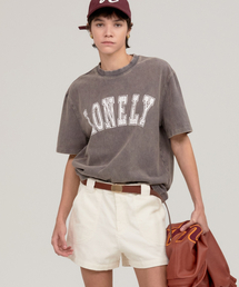 LONELY/LOVELY ソルトウォッシング 半袖Tシャツ チャコール