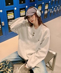 Ressaca | オーバーサイズワンポイント刺繍ロゴヘンリーネックスウェット(スウェット)