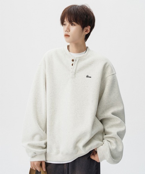 Ressaca（レサーカ）の「オーバーサイズワンポイント刺繍ロゴヘンリーネックスウェット（スウェット・メンズ・チャコール/オフホワイト・L/M/XL）」の18枚目の写真