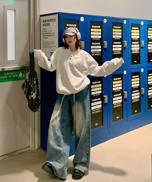 Ressaca（レサーカ）の「オーバーサイズワンポイント刺繍ロゴヘンリーネックスウェット（スウェット・メンズ・チャコール/オフホワイト・L/M/XL）」の13枚目の写真