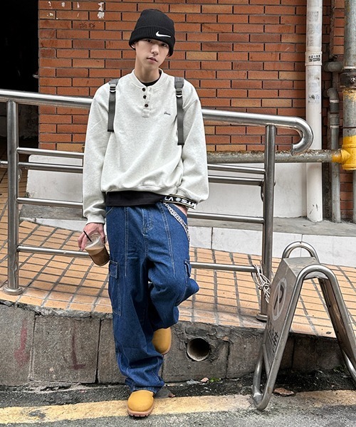 Ressaca（レサーカ）の「オーバーサイズワンポイント刺繍ロゴヘンリーネックスウェット（スウェット・メンズ・チャコール/オフホワイト・L/M/XL）」の16枚目の写真