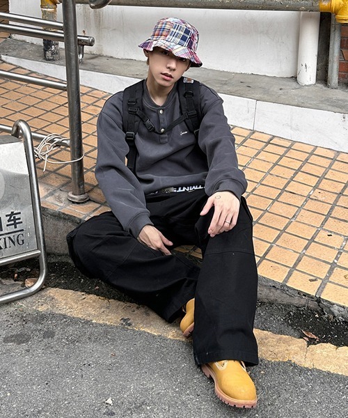 Ressaca（レサーカ）の「オーバーサイズワンポイント刺繍ロゴヘンリーネックスウェット（スウェット・メンズ・チャコール/オフホワイト・L/M/XL）」の20枚目の写真