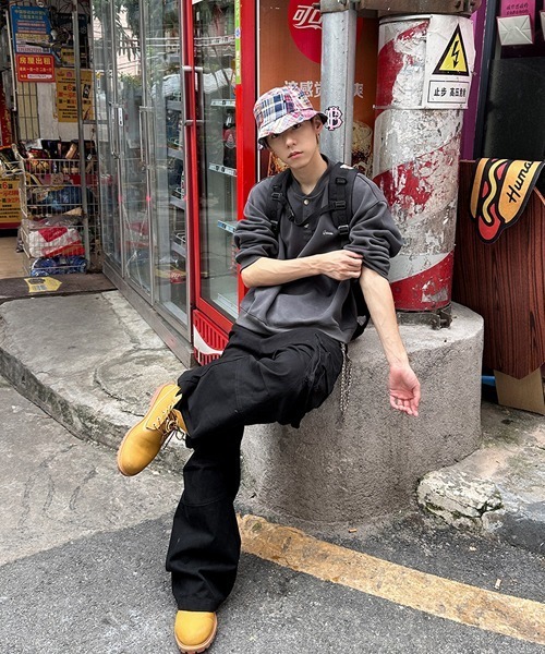 Ressaca（レサーカ）の「オーバーサイズワンポイント刺繍ロゴヘンリーネックスウェット（スウェット・メンズ・チャコール/オフホワイト・L/M/XL）」の21枚目の写真