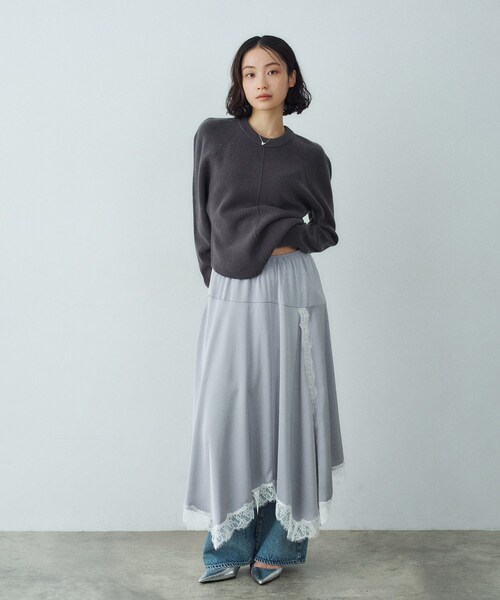 CODE A（コードエー）の「lingerie mood lace skirt（スカート・レディース・ライトグレー/ライトイエロー系・36/38）」の11枚目の写真