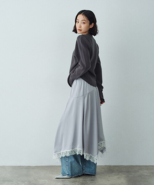 CODE A（コードエー）の「lingerie mood lace skirt（スカート・レディース・ライトグレー/ライトイエロー系・36/38）」の12枚目の写真