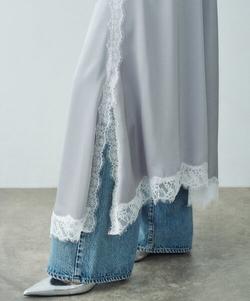 CODE A（コードエー）の「lingerie mood lace skirt（スカート・レディース・ライトグレー/ライトイエロー系・36/38）」の7枚目の写真