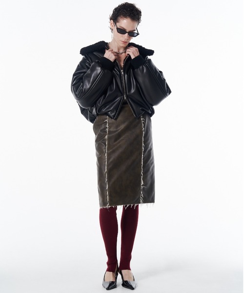 JOSE MOON(ジョゼムーン)の「PUFFY BOMBER JACKET/パフィボンバージャケット(ブルゾン・レディース・ブラック/ホワイト/ブラウン・36/38)」の8枚目の写真