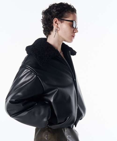 JOSE MOON(ジョゼムーン)の「PUFFY BOMBER JACKET/パフィボンバージャケット(ブルゾン・レディース・ブラック/ホワイト/ブラウン・36/38)」の6枚目の写真