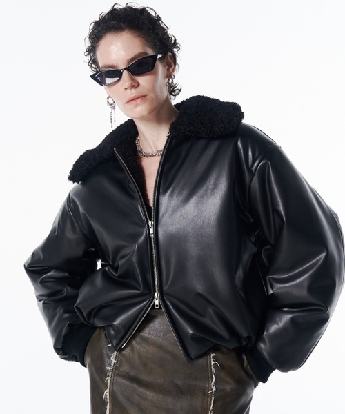 JOSE MOON(ジョゼムーン)の「PUFFY BOMBER JACKET/パフィボンバージャケット(ブルゾン・レディース・ブラック/ホワイト/ブラウン・36/38)」の4枚目の写真