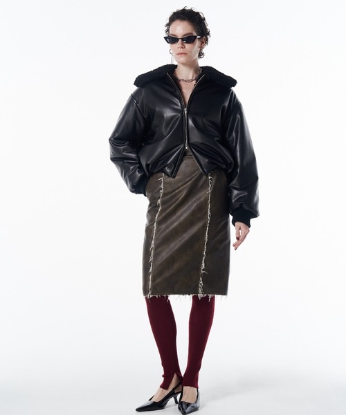 JOSE MOON(ジョゼムーン)の「PUFFY BOMBER JACKET/パフィボンバージャケット(ブルゾン・レディース・ブラック/ホワイト/ブラウン・36/38)」の13枚目の写真