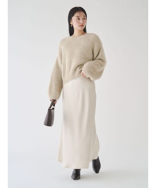 LAGUNAMOON(ラグナムーン)の「バイヤスサテンナロースカート(スカート・レディース・アイボリー/チャコールグレー・SMALL/MEDIUM)」の9枚目の写真