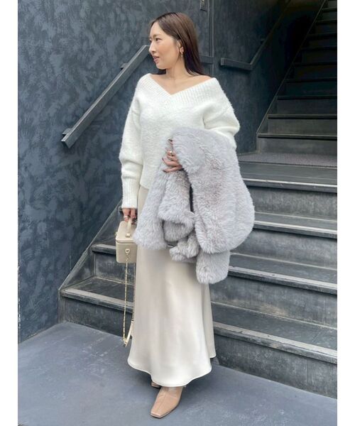 LAGUNAMOON(ラグナムーン)の「バイヤスサテンナロースカート(スカート・レディース・アイボリー/チャコールグレー・SMALL/MEDIUM)」の14枚目の写真