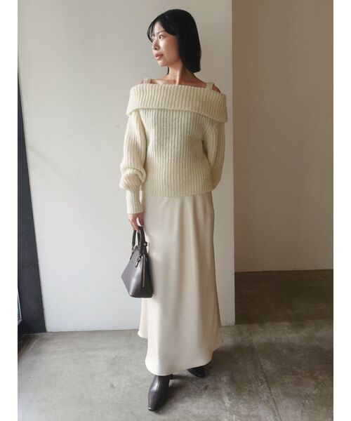 LAGUNAMOON(ラグナムーン)の「バイヤスサテンナロースカート(スカート・レディース・アイボリー/チャコールグレー・SMALL/MEDIUM)」の22枚目の写真