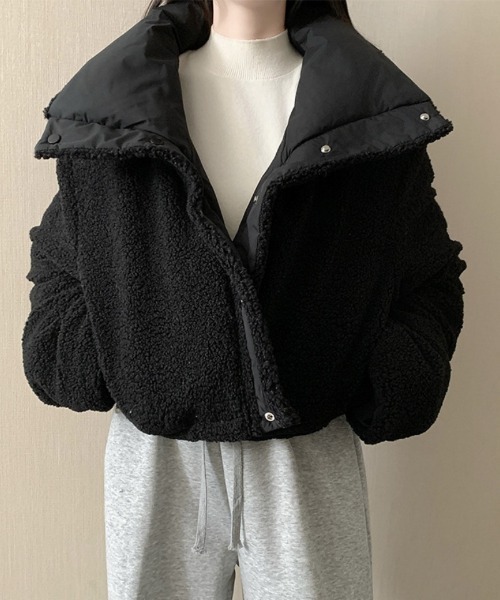Ritzy(リッツィー)の「2WAY ボア&無地リバーシブル スタンドカラー エコダウンジャケット(ダウンジャケット/コート・レディース・グレー/ベージュ/ピンク/ホワイト/ブラック・L/M)」の10枚目の写真