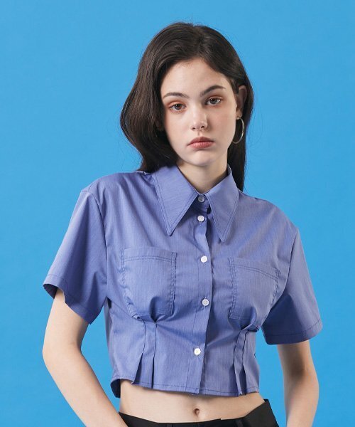 KOLEAT（コレット）の「レディース クーリングエアリークロップスリム半袖シャツ [DENIM_PURPLE]（シャツ/ブラウス・レディース・その他・FREE）」の3枚目の写真