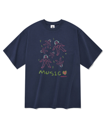 ミュージック 半袖Tシャツ ネイビー