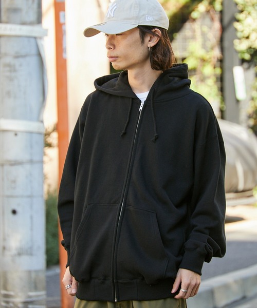 ROOPTOKYO（ループトウキョウ）の「オーバーサイズ 無地 裏毛 ユニセックス フーディ ジップパーカー 中肉厚生地（パーカー・メンズ・ホワイト/ブラック/グレー/アッシュグレー/ネイビー/ライトブルー/レッド/バーガンディー・S/M/L/XL）」の10枚目の写真